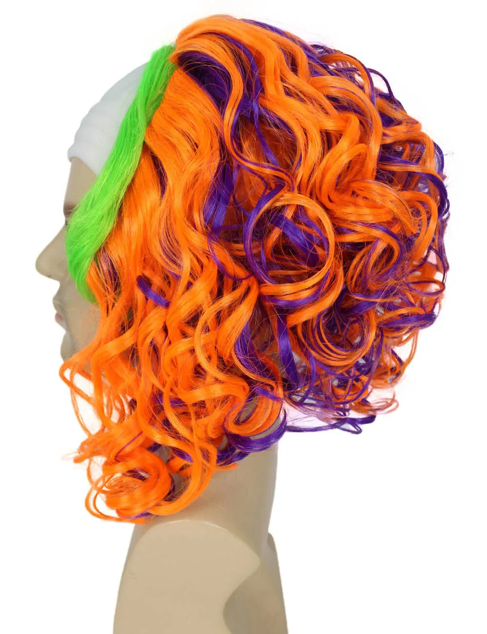 HPO Adult Men’s Multicolor color clown wigs, perfect for Halloween, Flame-retardant synthetic fiber