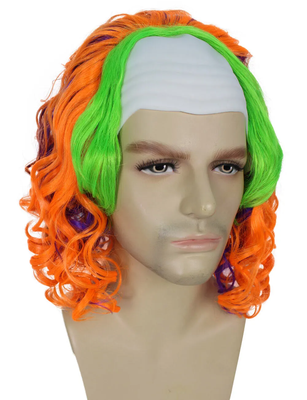 HPO Adult Men’s Multicolor color clown wigs, perfect for Halloween, Flame-retardant synthetic fiber