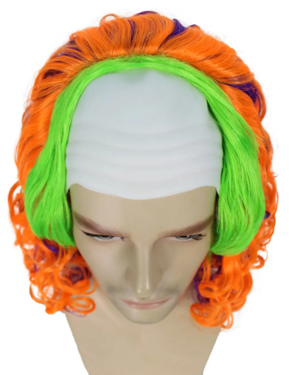 HPO Adult Men’s Multicolor color clown wigs, perfect for Halloween, Flame-retardant synthetic fiber