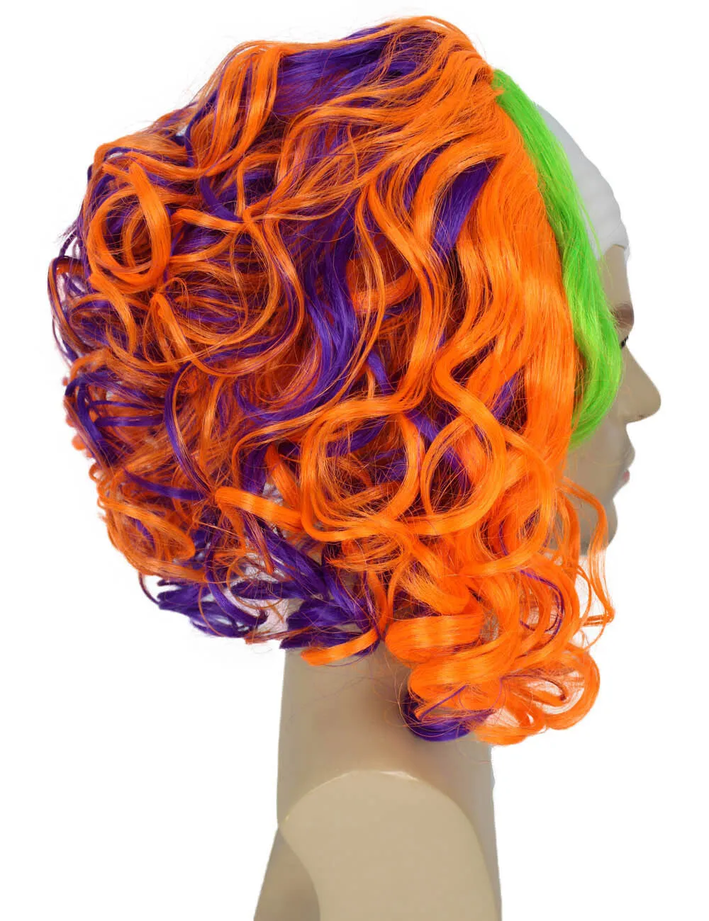 HPO Adult Men’s Multicolor color clown wigs, perfect for Halloween, Flame-retardant synthetic fiber