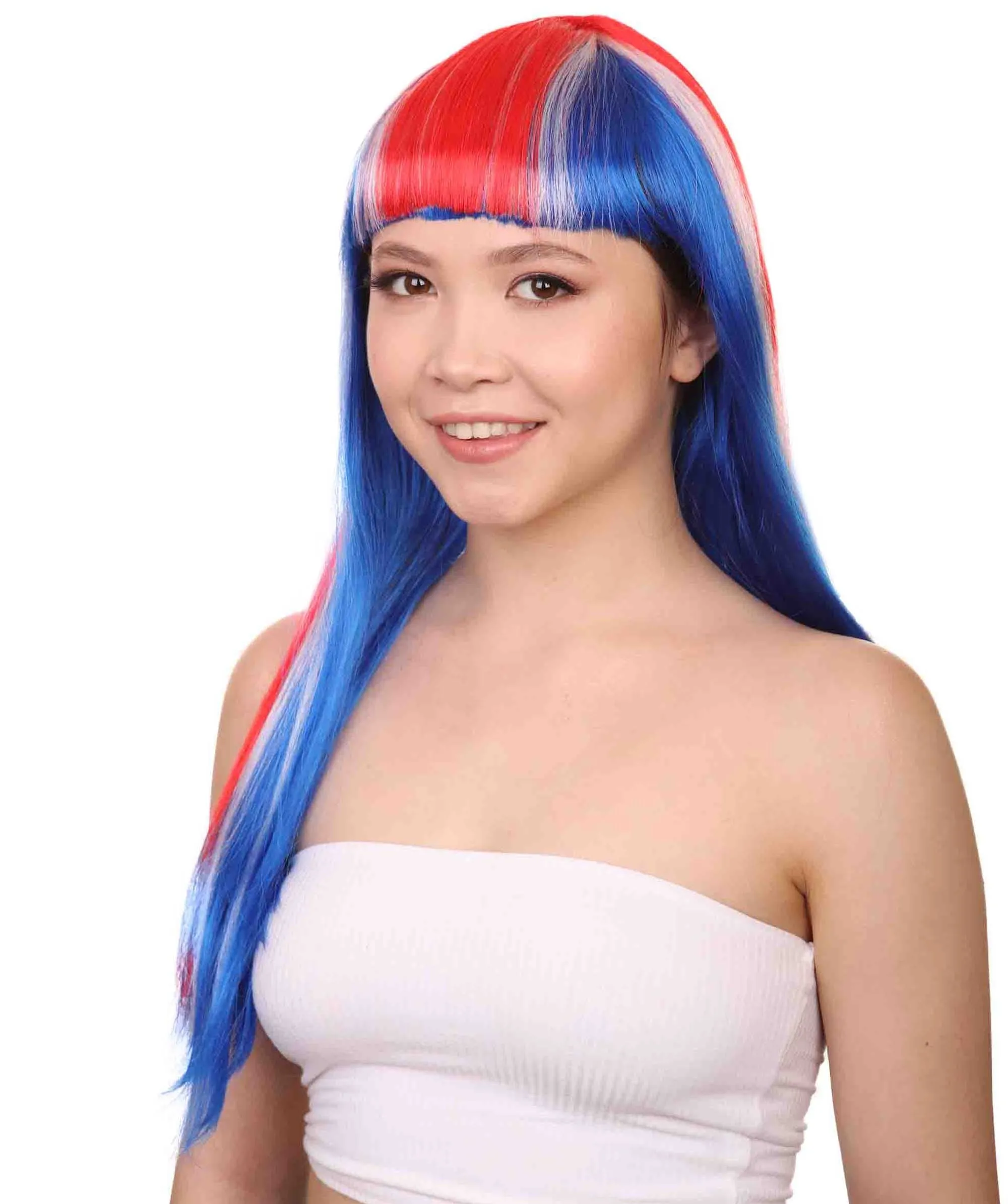 Iceland Flag Sport Party Long Bob Wig | National Pride | Premium Breathable Capless Cap