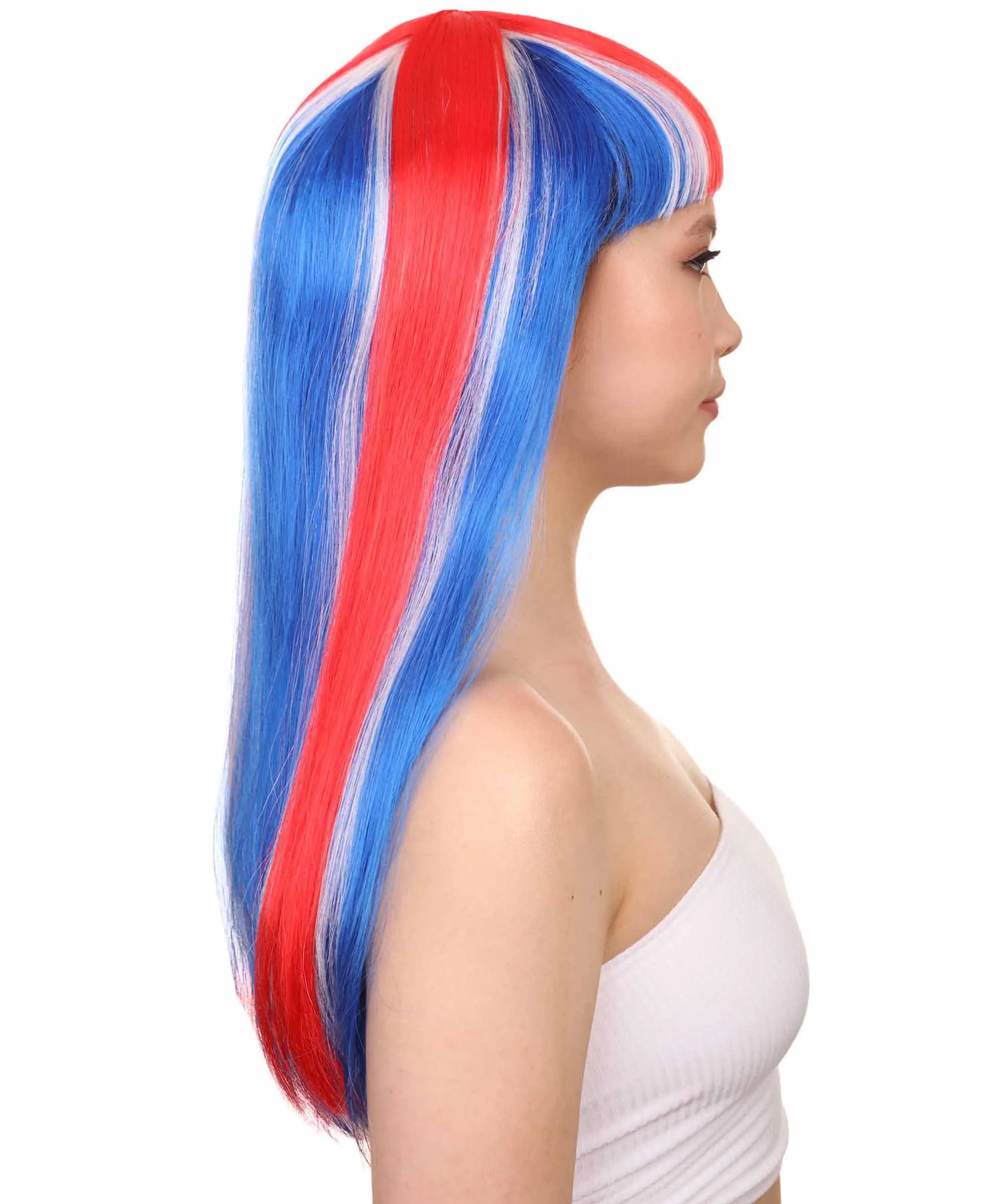 Iceland Flag Sport Party Long Bob Wig | National Pride | Premium Breathable Capless Cap