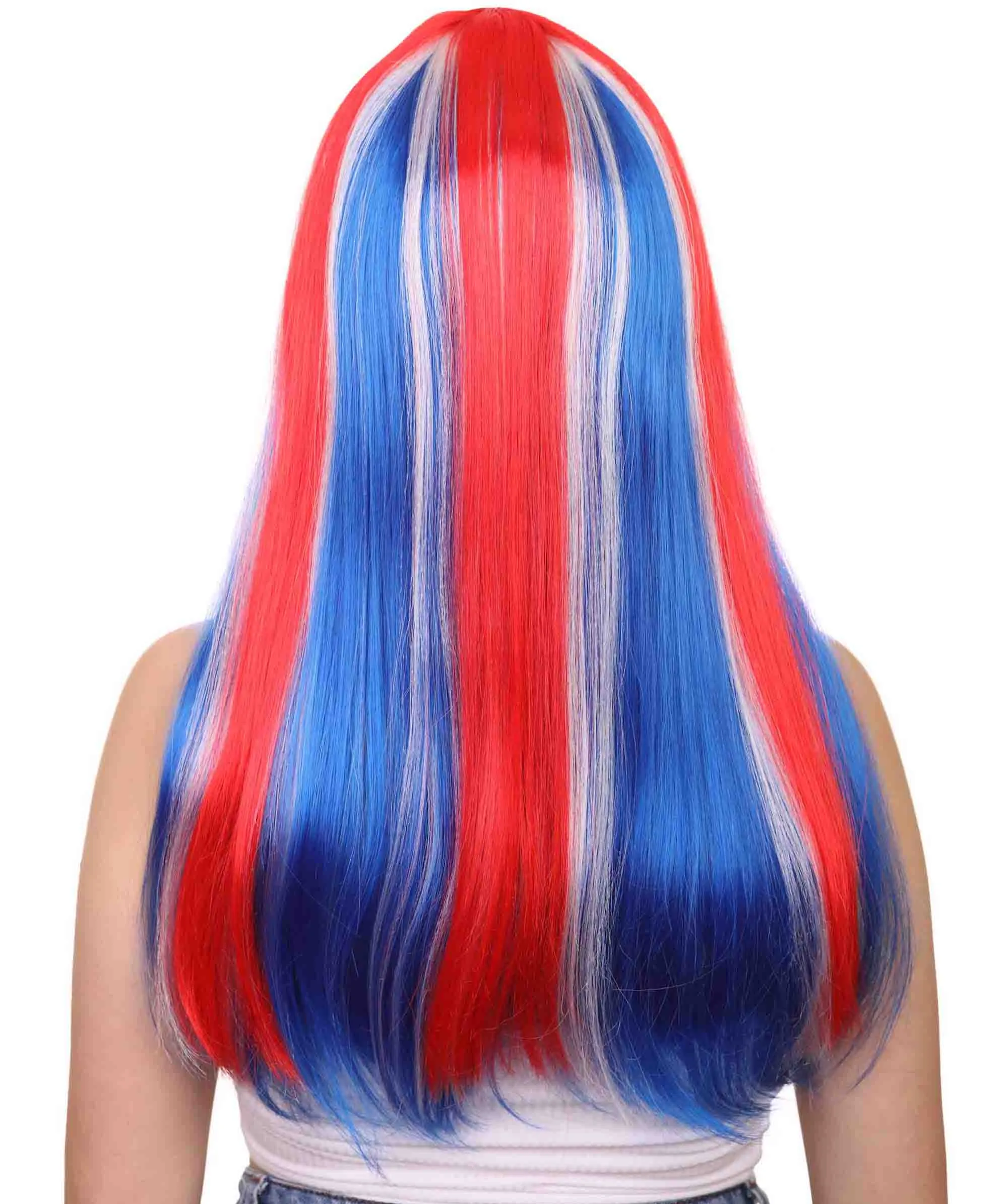 Iceland Flag Sport Party Long Bob Wig | National Pride | Premium Breathable Capless Cap