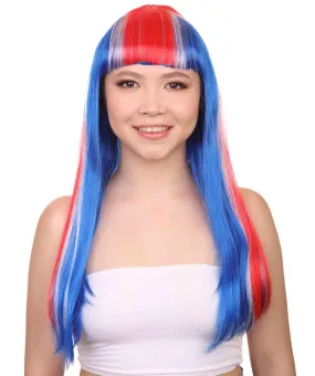 Iceland Flag Sport Party Long Bob Wig | National Pride | Premium Breathable Capless Cap