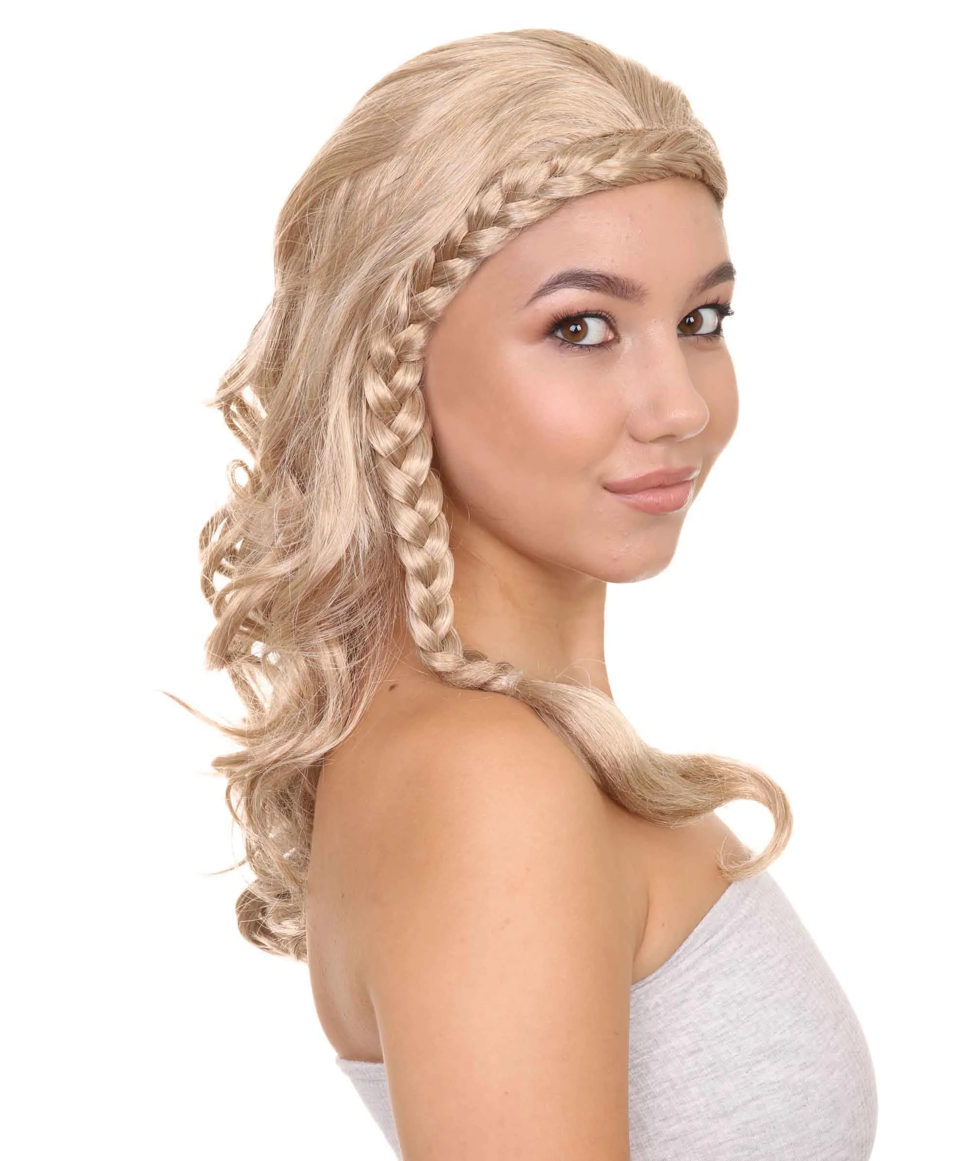 Long Curly Wave Braided Womens Wigs | Traditional Princess Blonde Wig | Premium Breathable Capless Cap