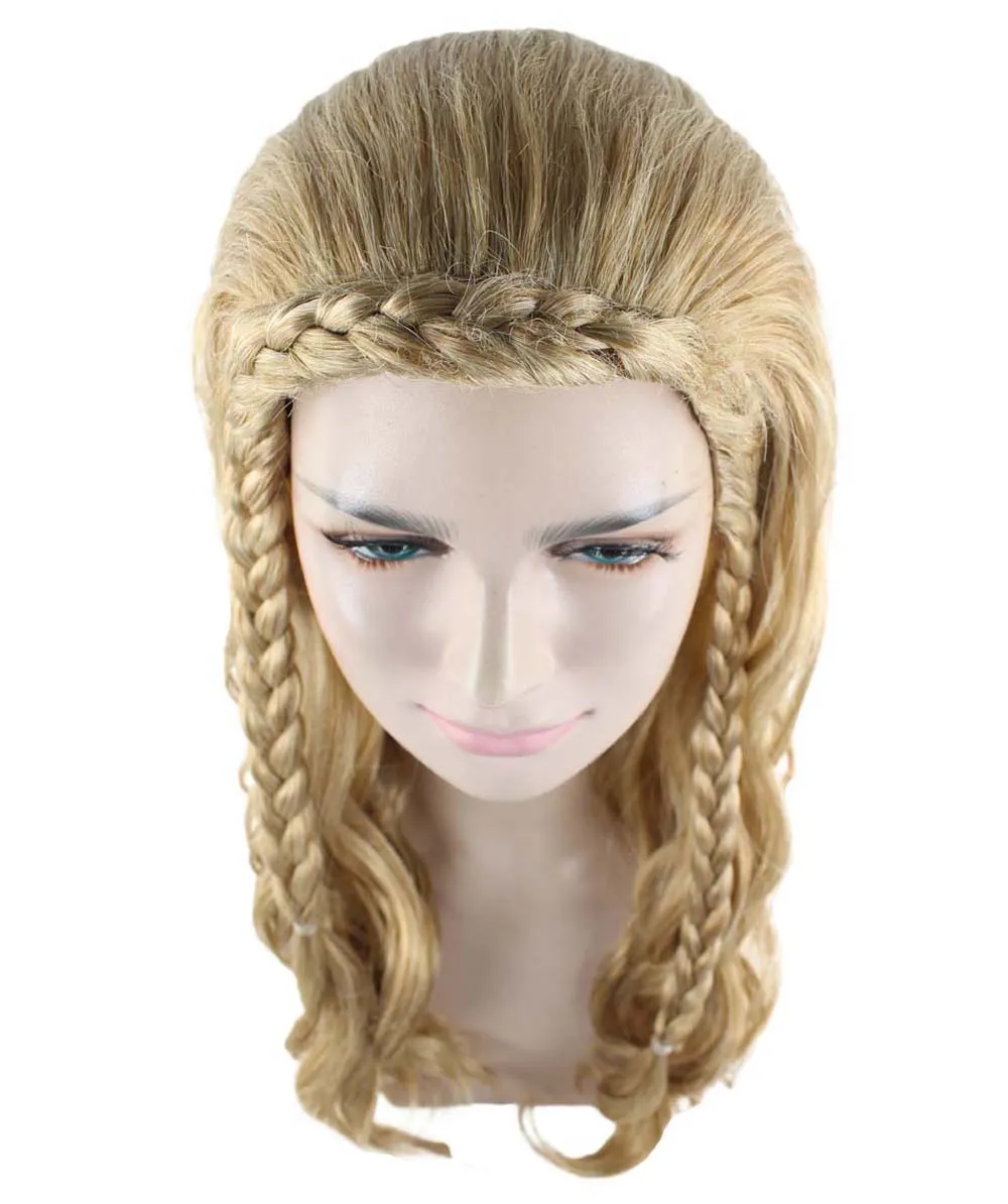 Long Curly Wave Braided Womens Wigs | Traditional Princess Blonde Wig | Premium Breathable Capless Cap