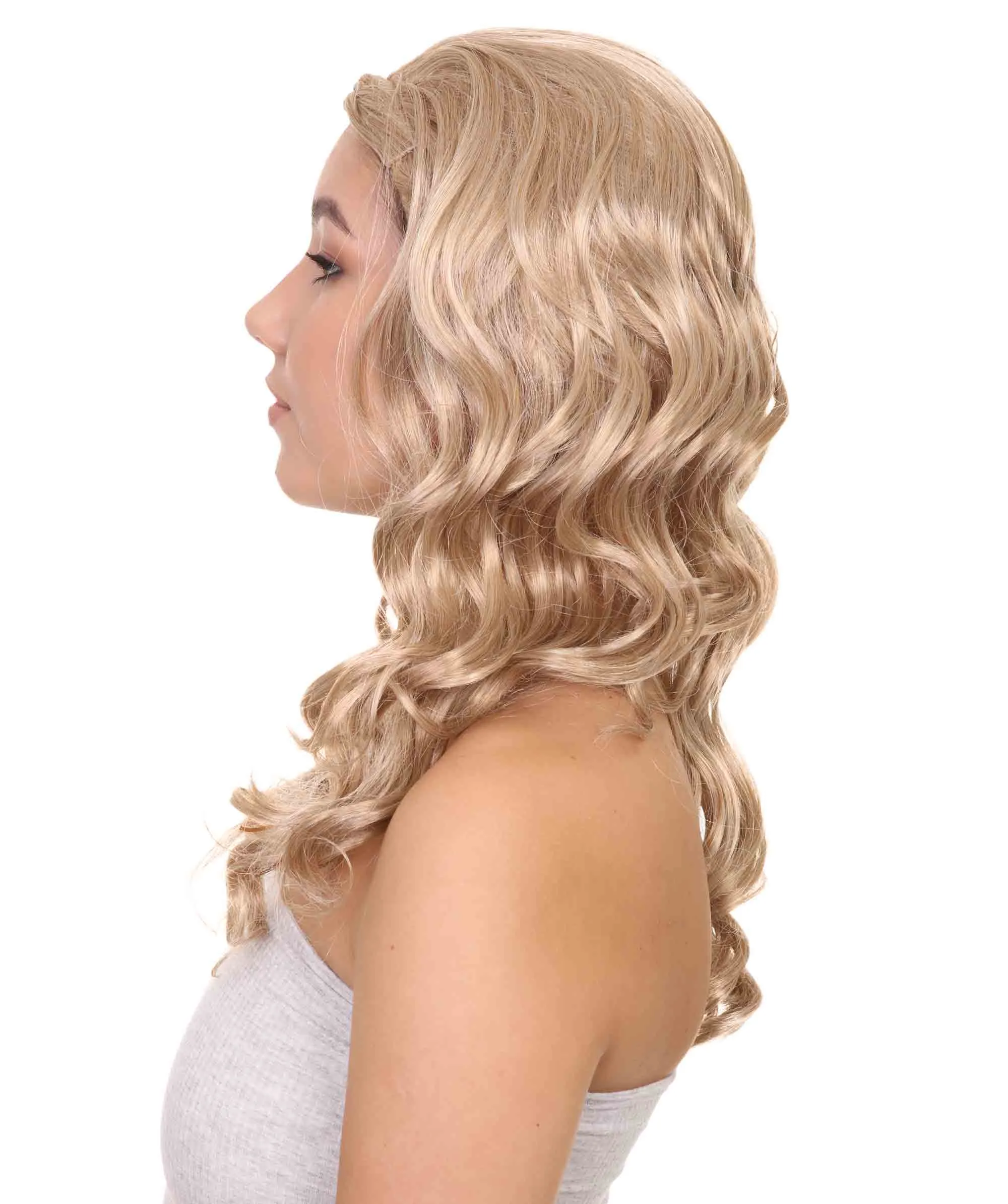 Long Curly Wave Braided Womens Wigs | Traditional Princess Blonde Wig | Premium Breathable Capless Cap