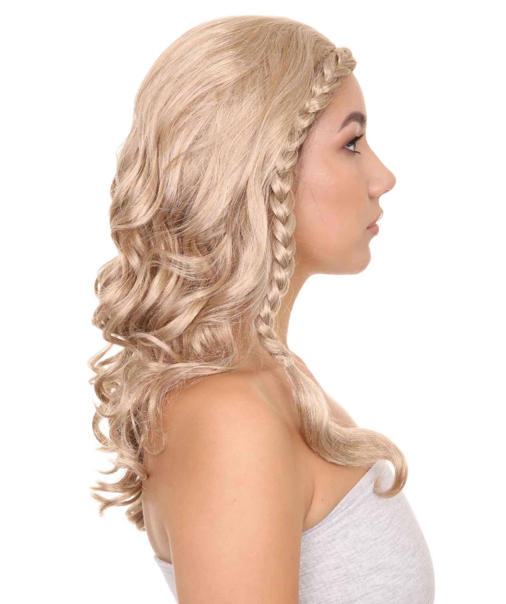 Long Curly Wave Braided Womens Wigs | Traditional Princess Blonde Wig | Premium Breathable Capless Cap