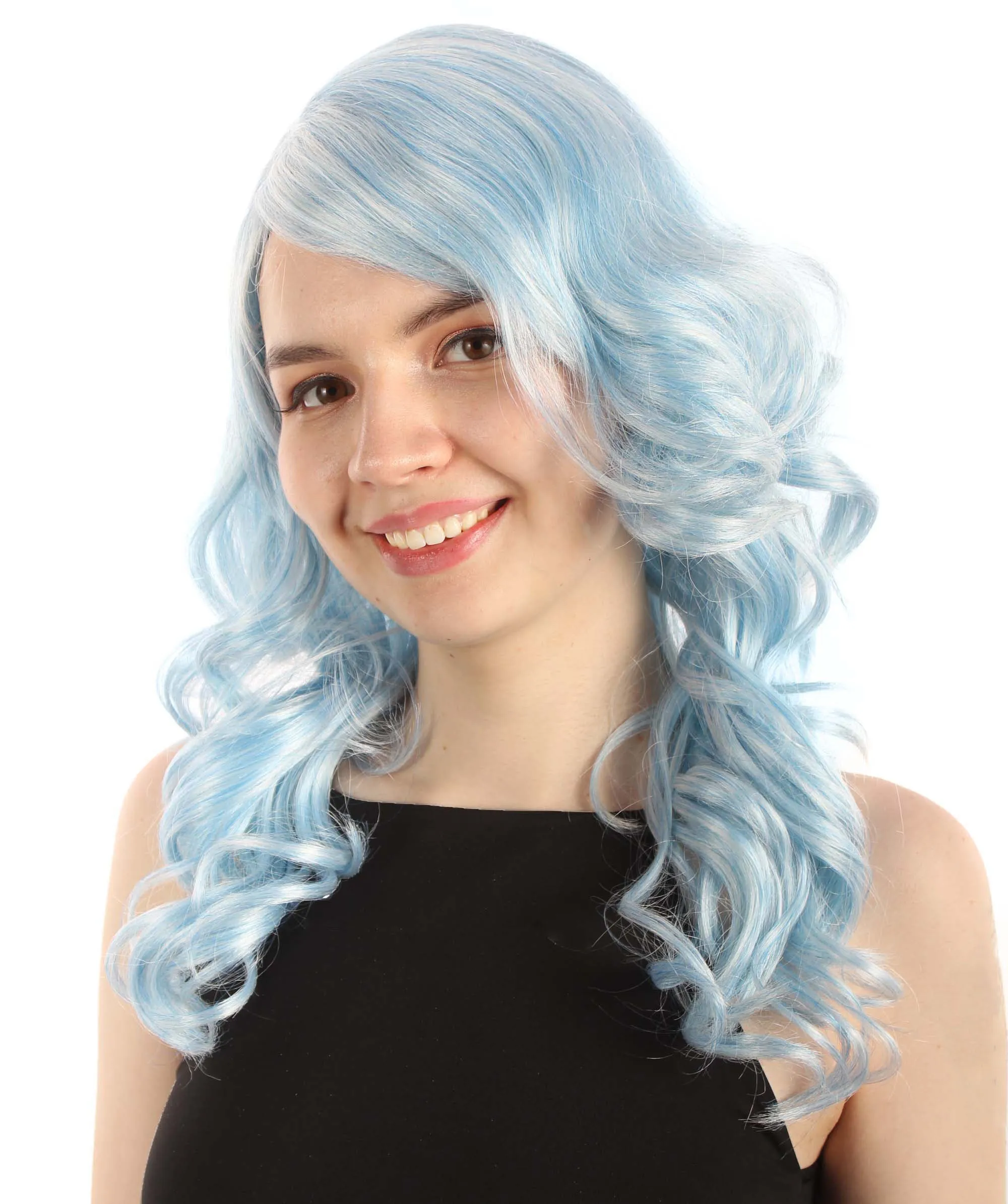 Long Length Wavy Cosplay Halloween Costume Party Hair Synthetic Fiber Mermaid Fairytale Wig, 18 Inches | HPO