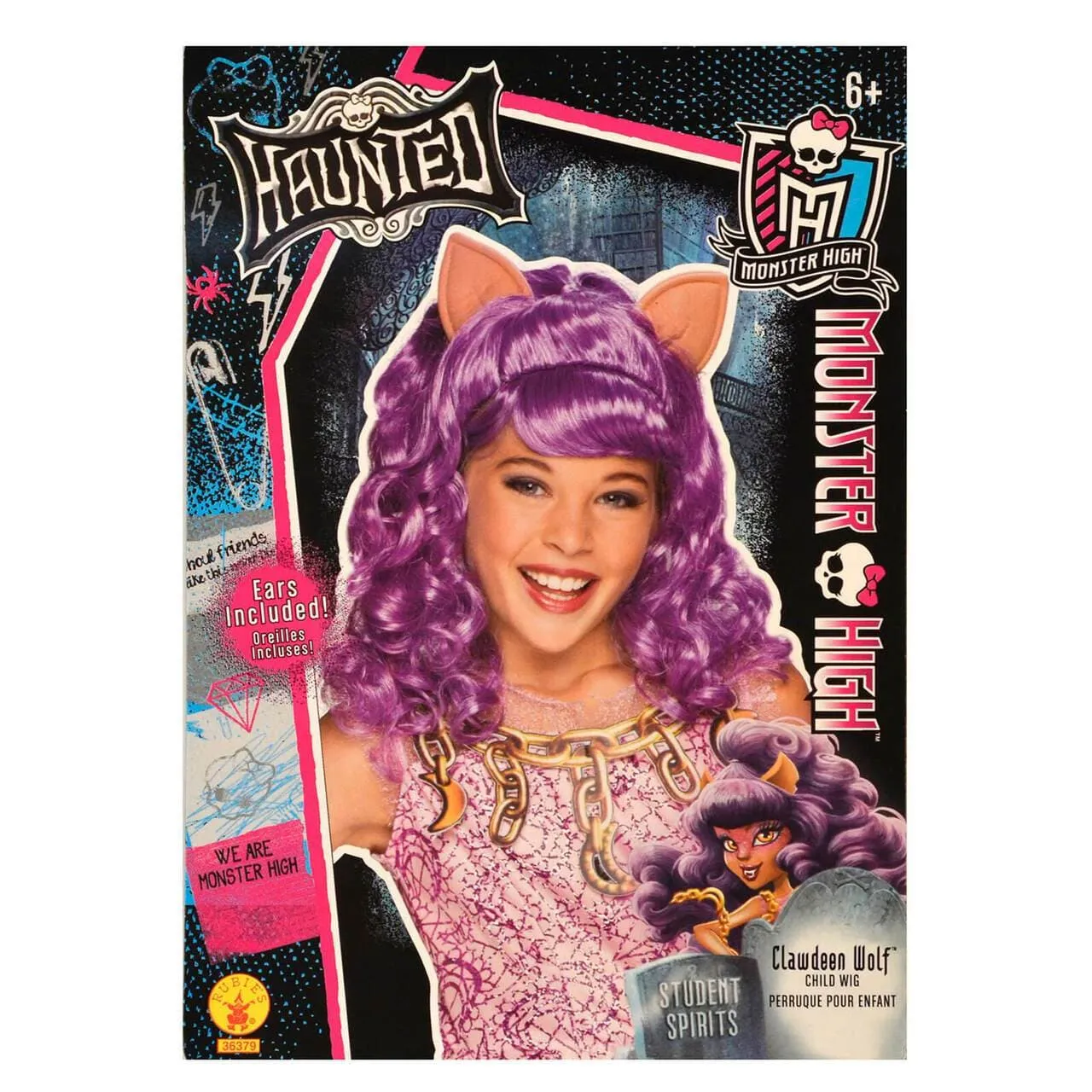 Monster High Wig Girls Fancy Dress Character Hair Kids 6 