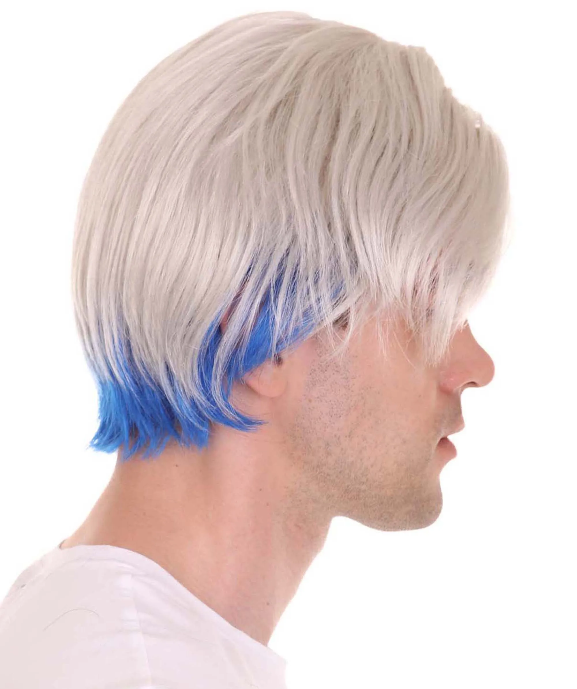 Movie Hero Wig | Silver Blue Cosplay Halloween Wig | Premium Breathable Capless Cap