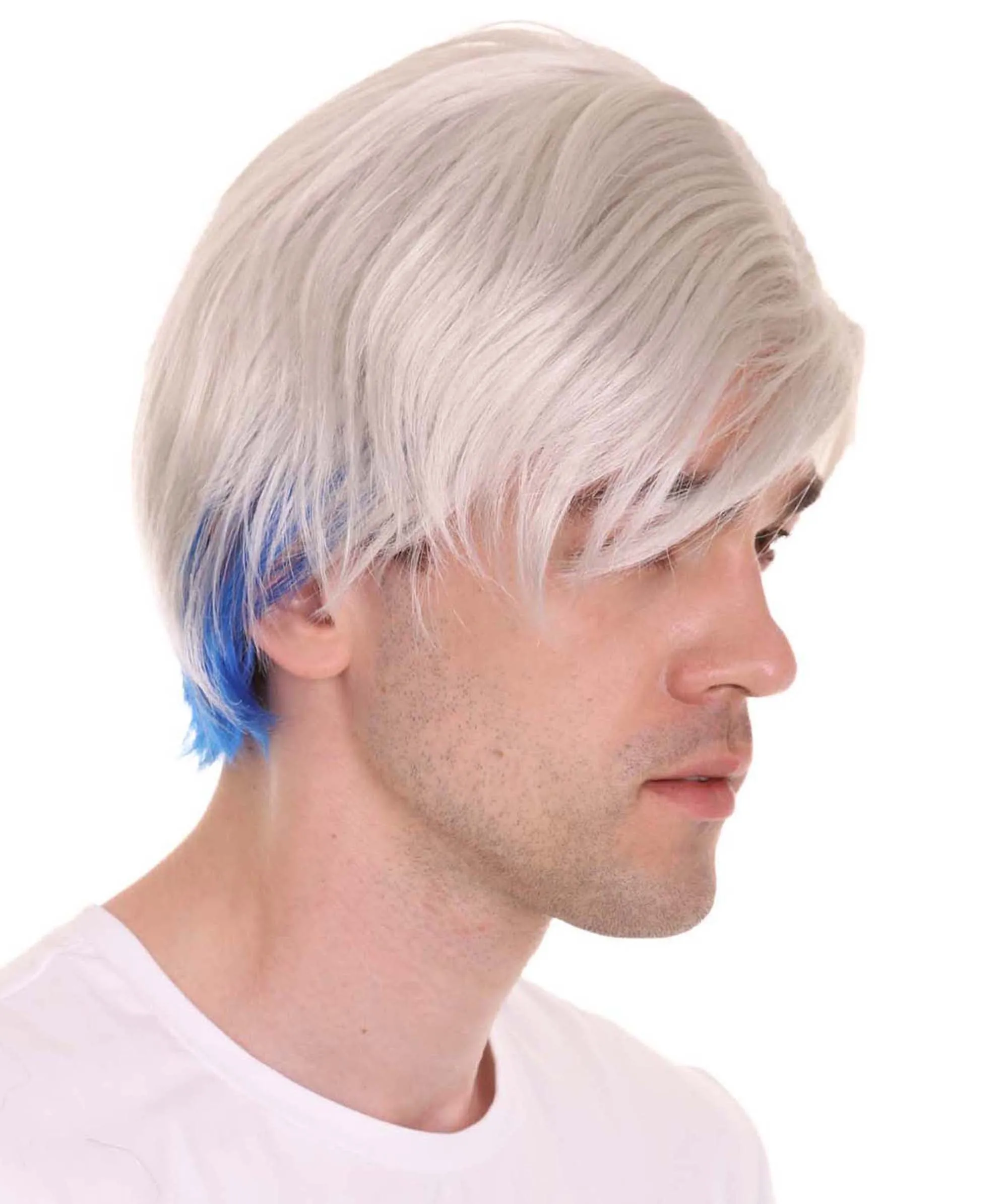 Movie Hero Wig | Silver Blue Cosplay Halloween Wig | Premium Breathable Capless Cap