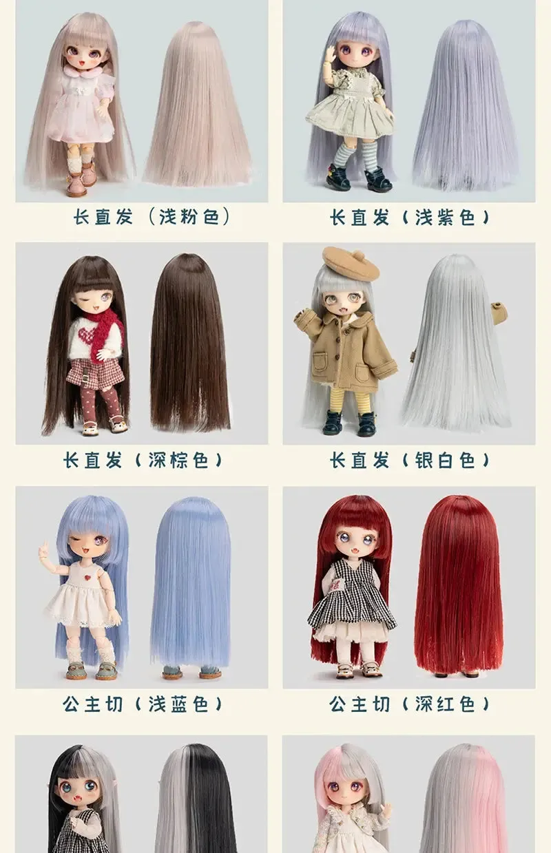 OB11 Doll Wigs | Soft Cute Hair with Bangs, Long Hair Wig for 1/12 BJD, GSC, YMY Dolls