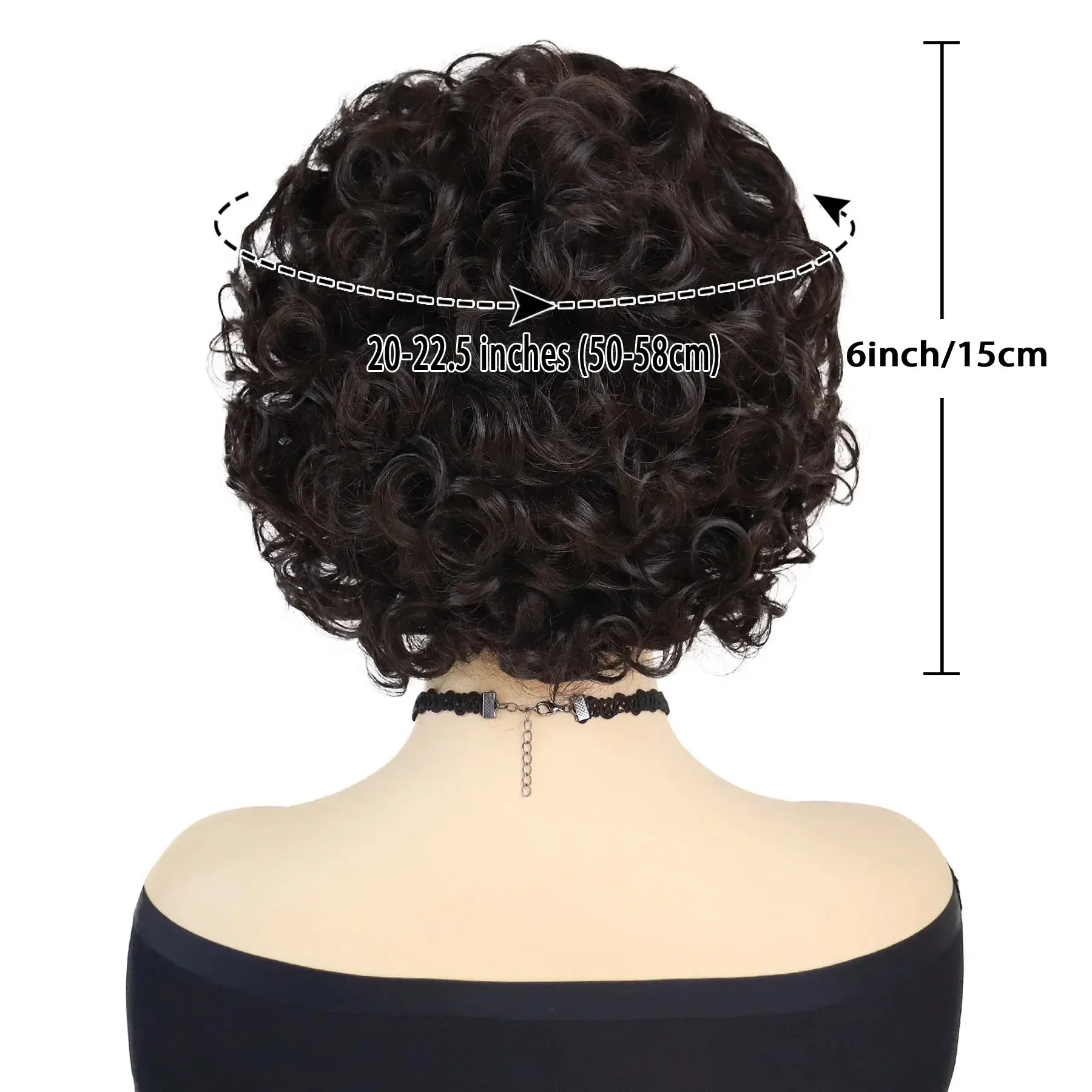 Synthetic Hair Short Brown Wigs for Women Natural Curly Hairstyle Mommy Wig with Bangs Daily Outfits Wig Cosplay Party