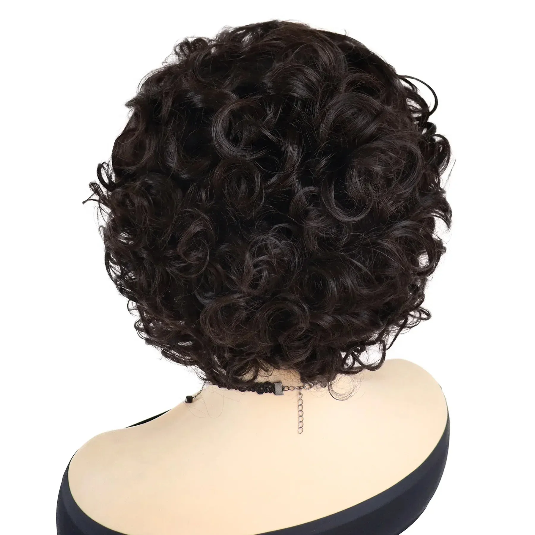 Synthetic Hair Short Brown Wigs for Women Natural Curly Hairstyle Mommy Wig with Bangs Daily Outfits Wig Cosplay Party