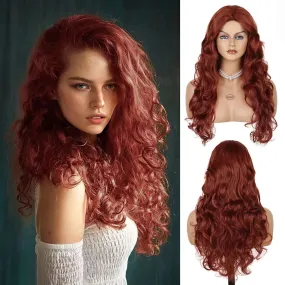 Synthetic Long Red Wigs for Women Cosplay Long Hair Wig Carnival Party Halloween Costume Wigs Female Fox Red Hair Wavy