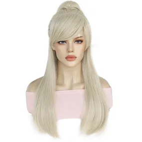 TEEK - 24inch Long Blonde Wavy Bang Bun Wig