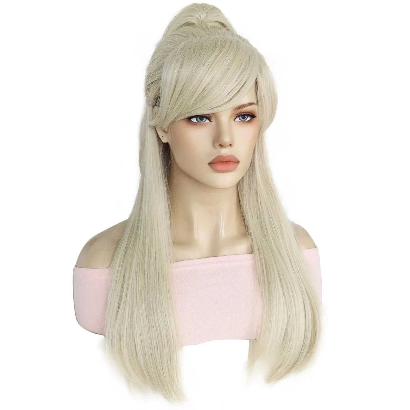 TEEK - 24inch Long Blonde Wavy Bang Bun Wig