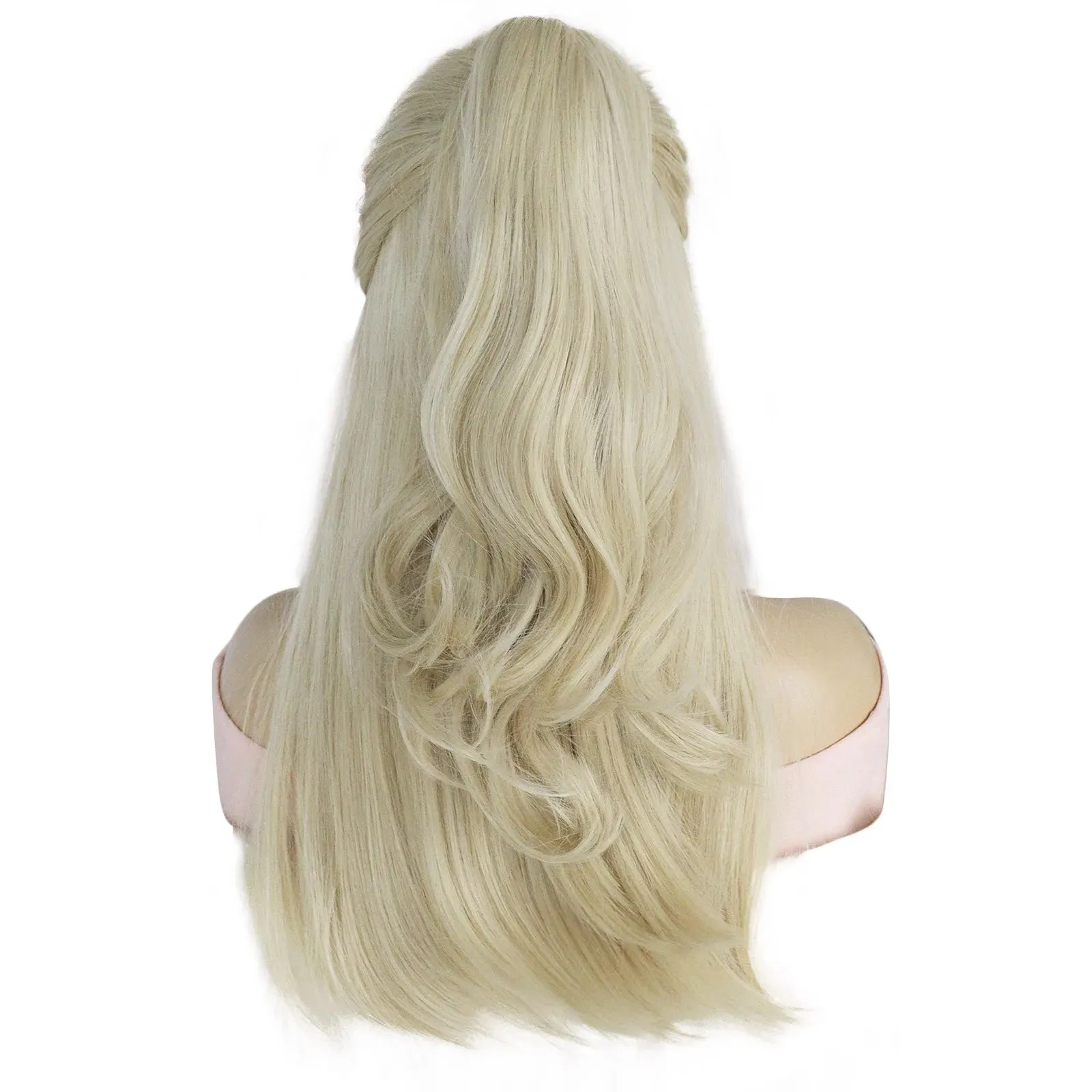 TEEK - 24inch Long Blonde Wavy Bang Bun Wig