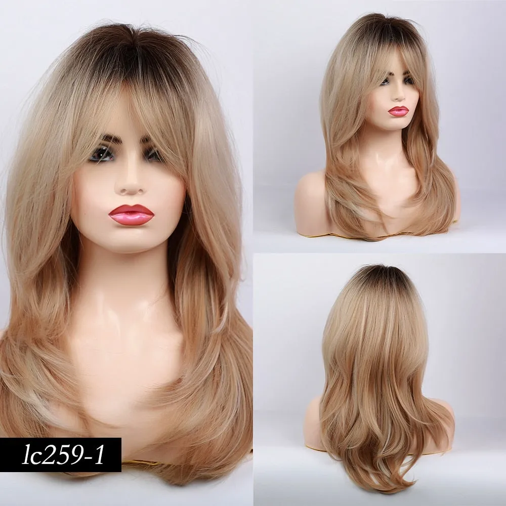 TEEK - Various Medium Straight Natural Style Side Bangs Wigs