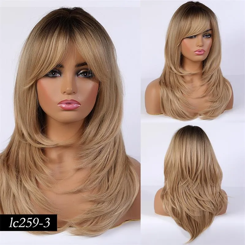 TEEK - Various Medium Straight Natural Style Side Bangs Wigs