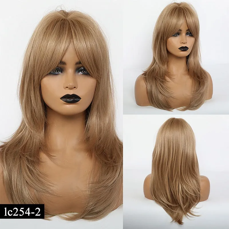 TEEK - Various Medium Straight Natural Style Side Bangs Wigs