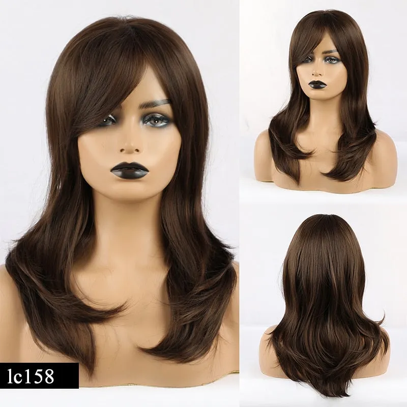 TEEK - Various Medium Straight Natural Style Side Bangs Wigs