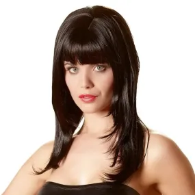 Wet Look Smooth Long Black Wig for Women